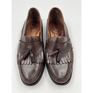 Bass Weejuns Clive Brown Loafer Men Sz 9.5 M  Tassel Kiltie Leather Dress Shoes